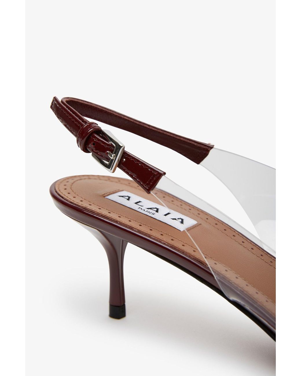 Alaïa Natural Coeur 55 Dark Patent Slingbacks