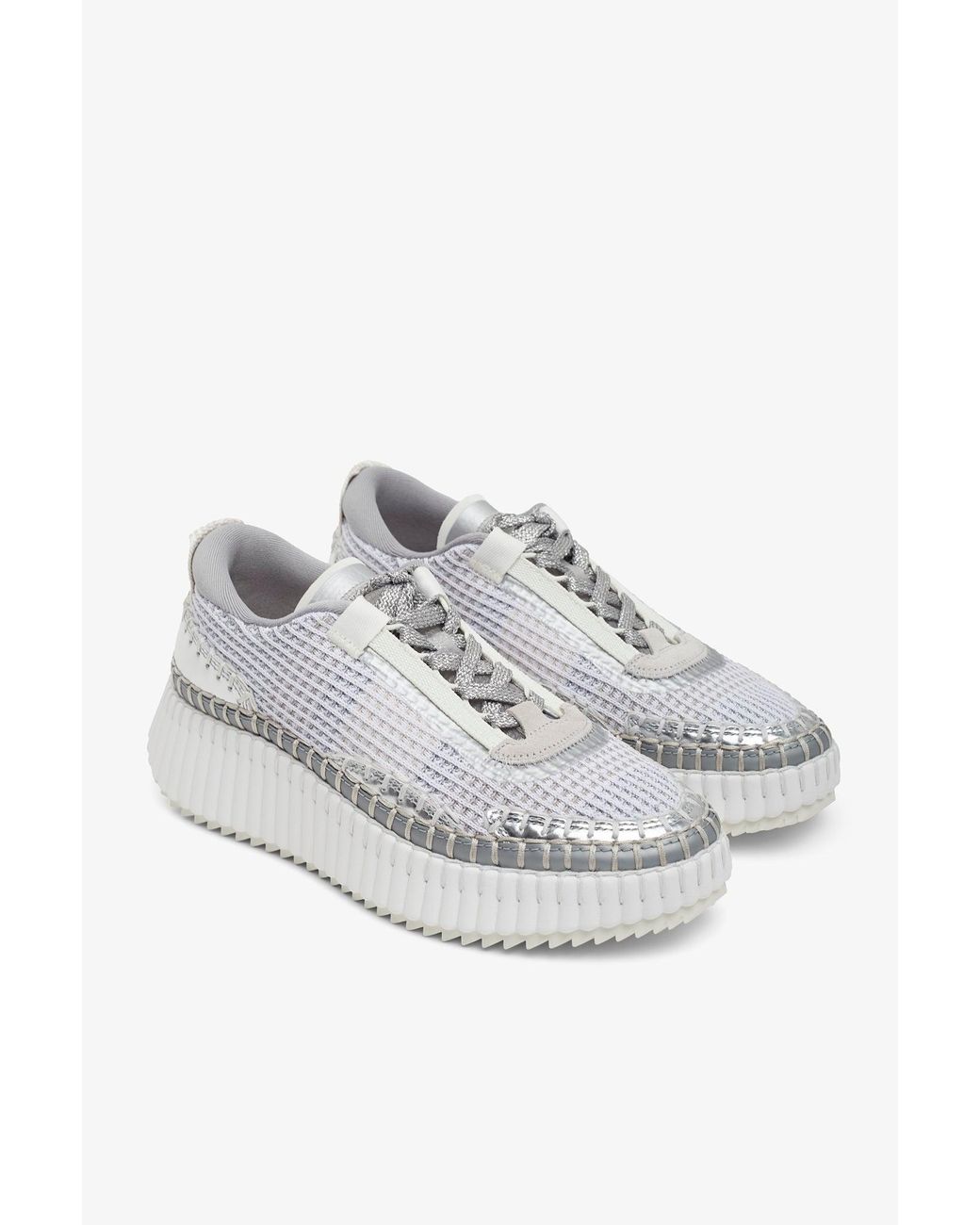 Chloé White Nama Silver Grey Sneakers