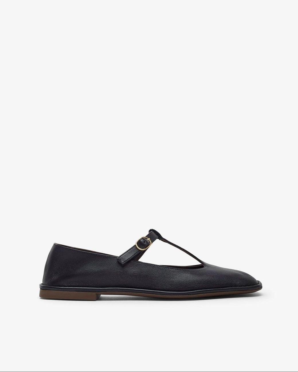 The Row White Square T-Strap Soft Ballerina Flats
