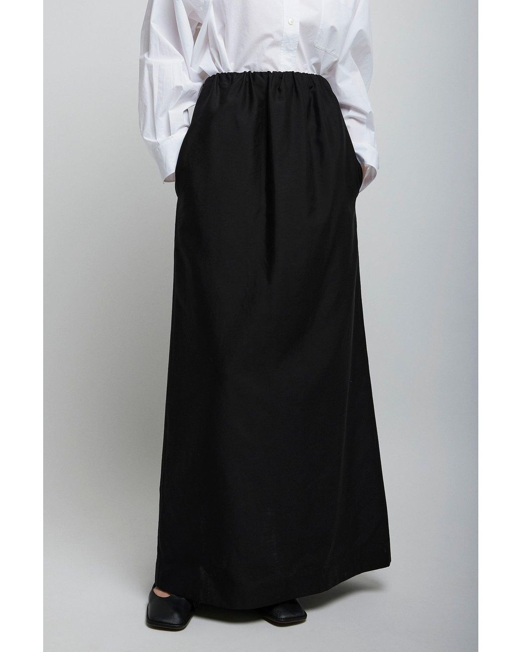 The Row Saul Black Silk Cotton Skirt
