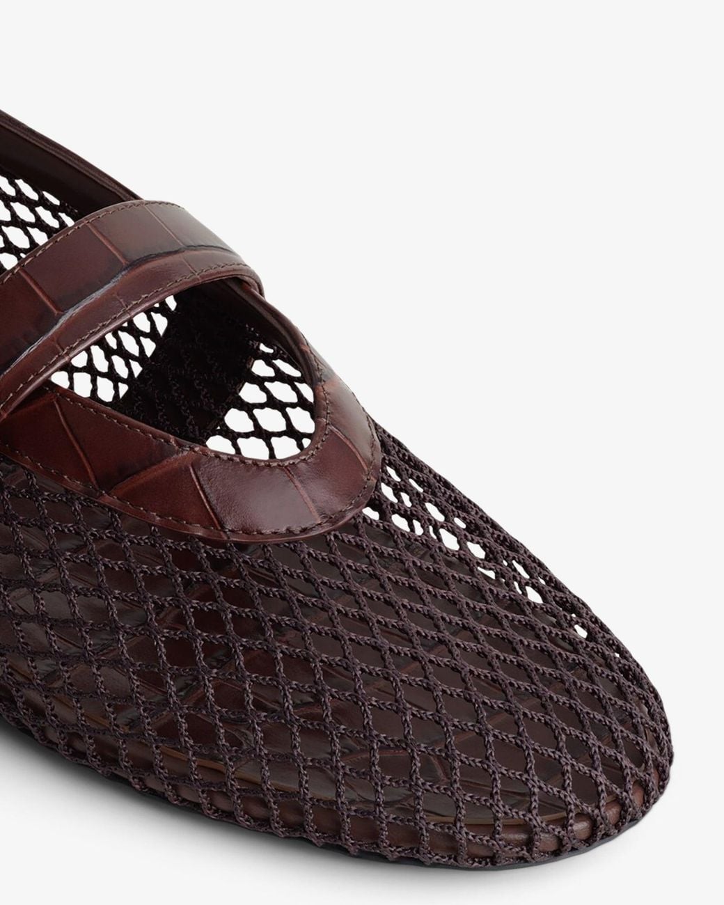 Alaïa Brown Embossed Leather Mesh Ballet Flats