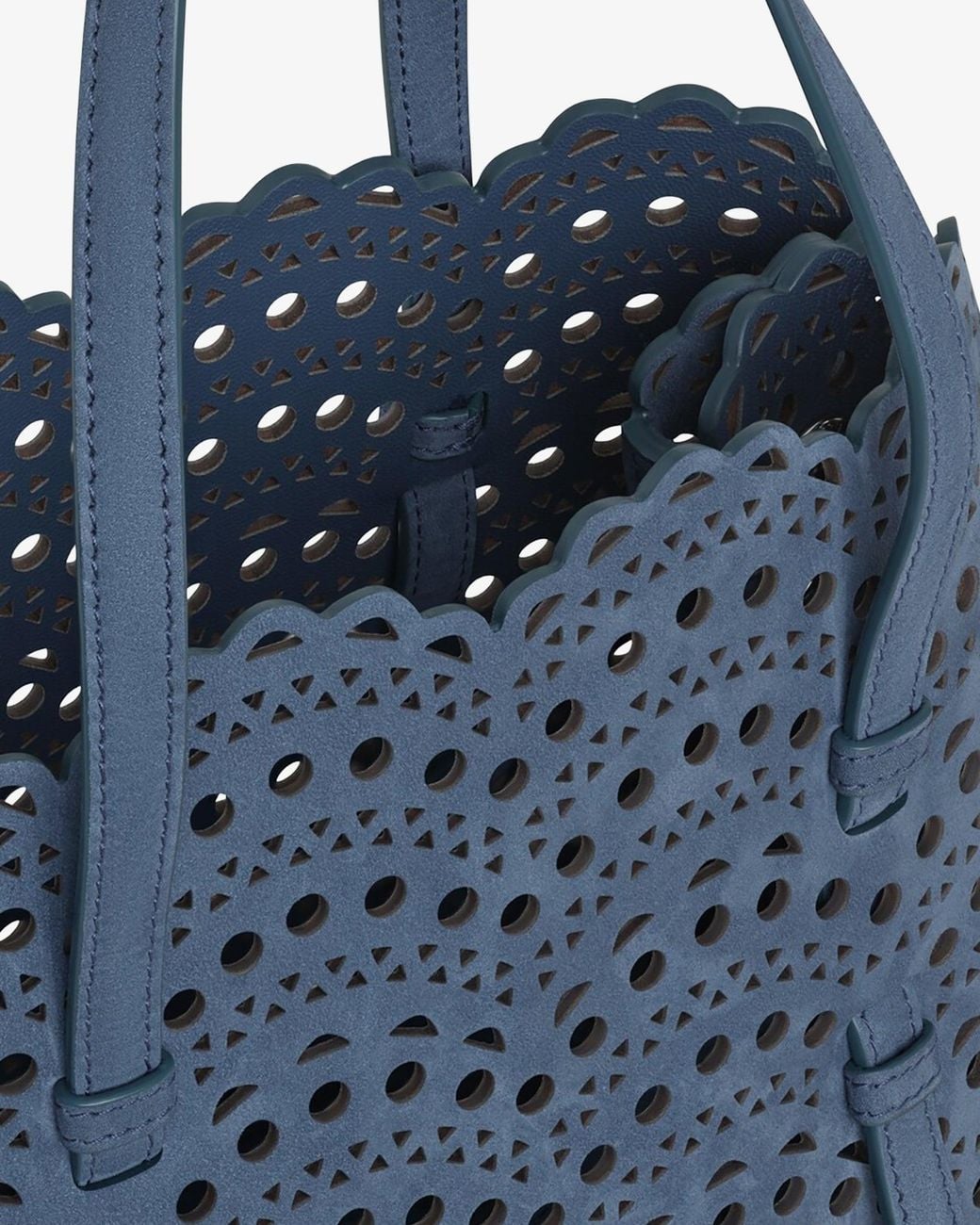 Alaïa Mina 25 Blue Suede Tote Bag