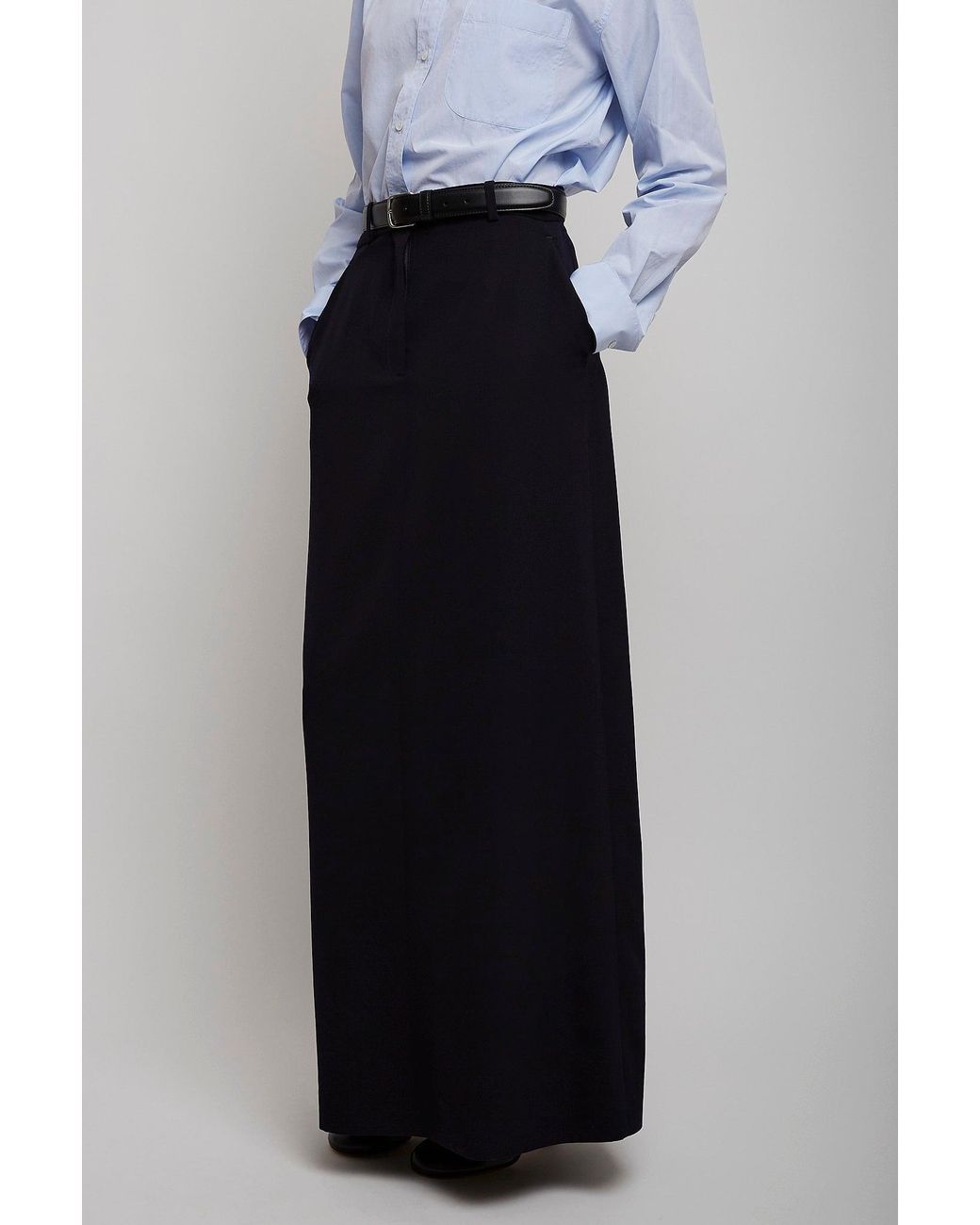 The Row Blue Roux Dark Navy Wool Maxi Skirt