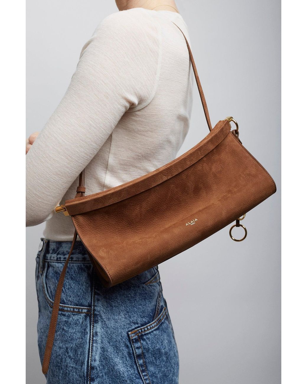 Alaïa Le Click Ew Medium Brown Nubuck Leather Bag