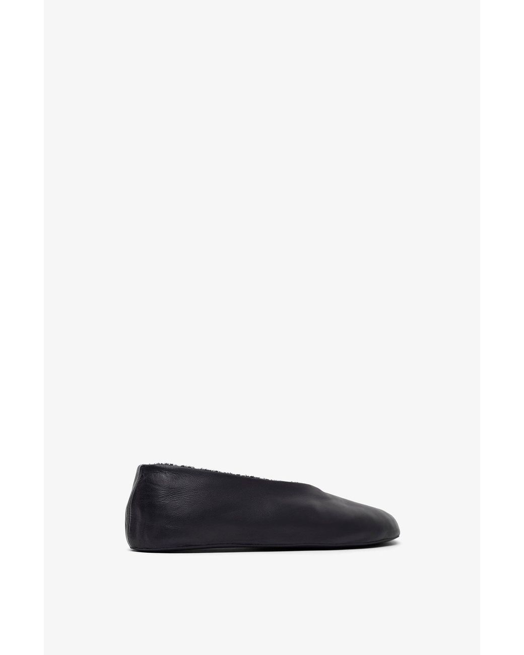 The Row White Stella Black Shearling Flats