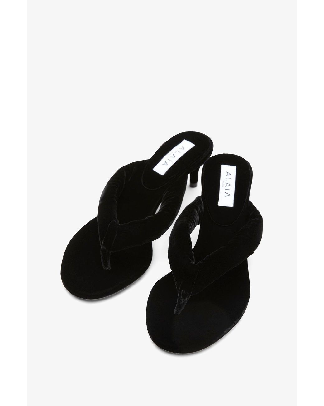 Alaïa White Infradito Velvet Thong Mules