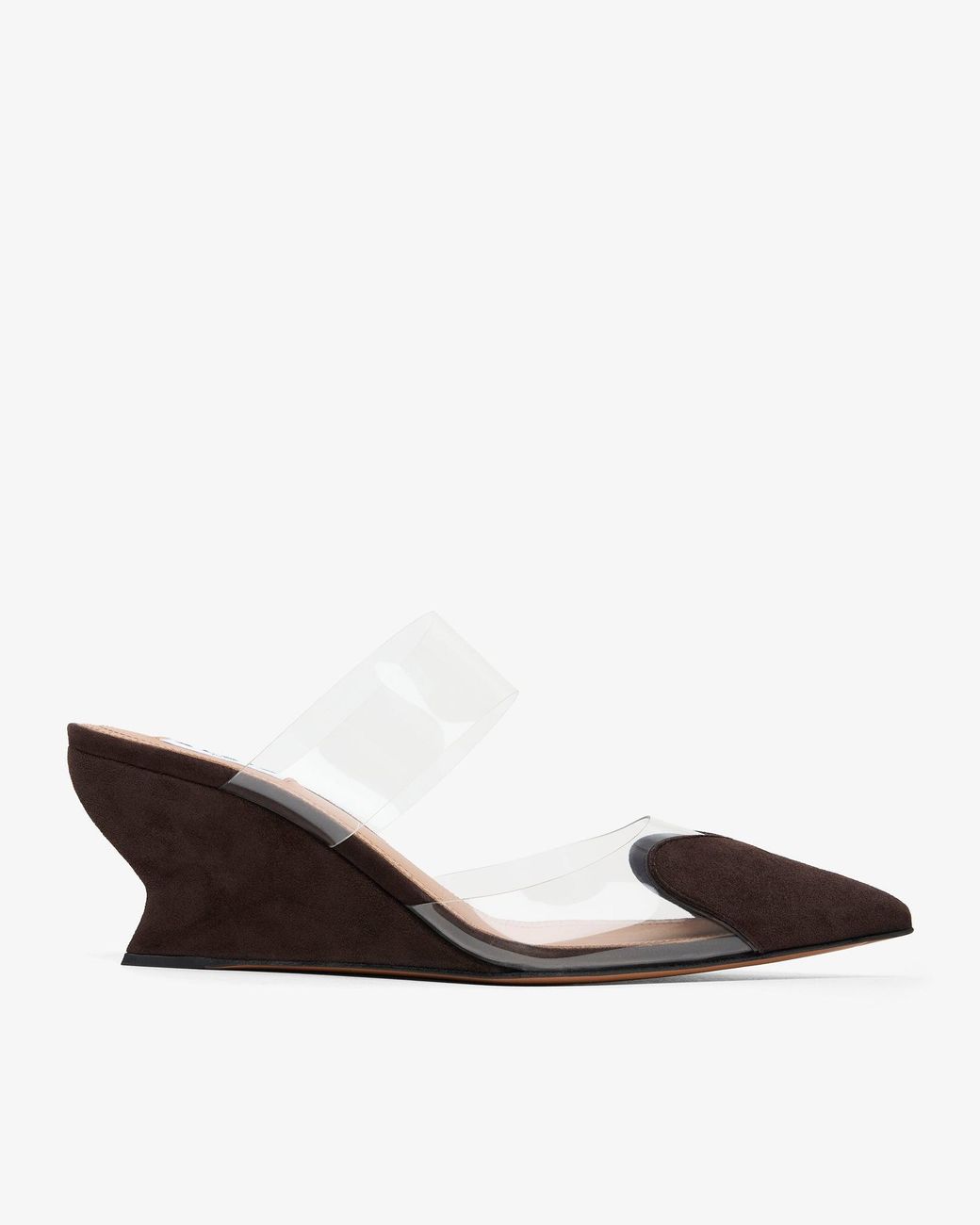 Alaïa Brown Coeur 60 Suede Wedge Mules