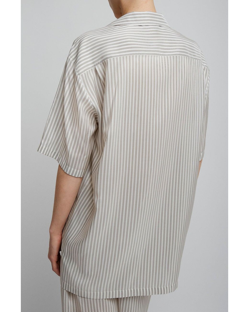 The Row Jorge White Grey Silk Shirt