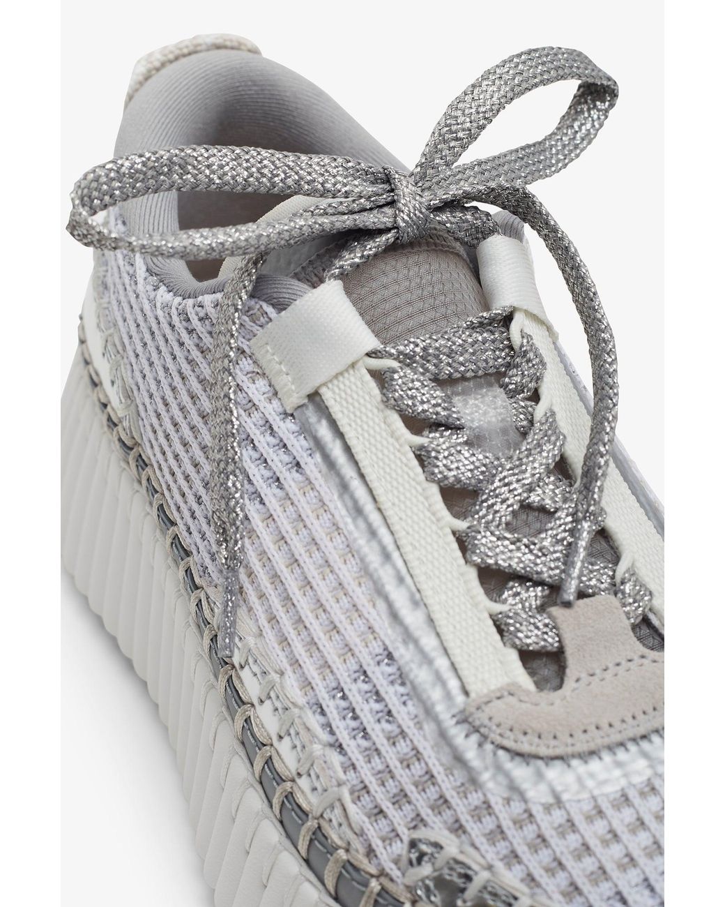 Chloé White Nama Silver Grey Sneakers