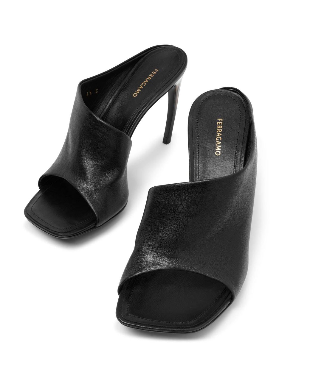 Ferragamo Nymphe 85 Black Leather Sandals | Lyst