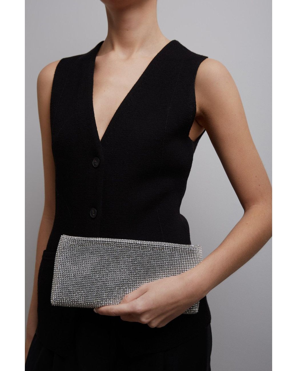 Christian Louboutin Gray Maykimay Silver Crystal Clutch