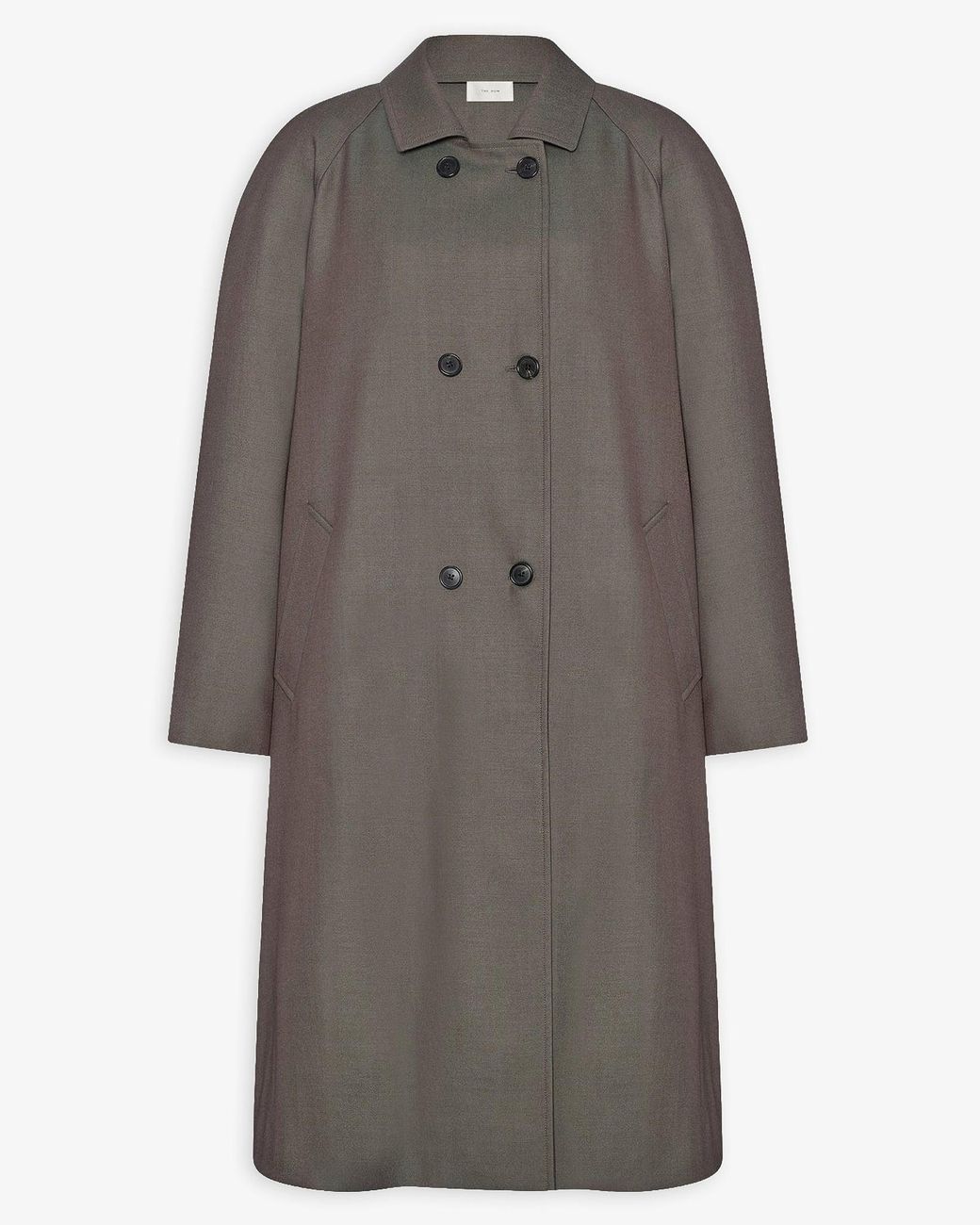 The Row Gray Emma Wool Twill Coat