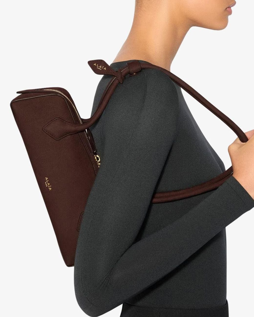 Alaïa Le Teckel Small Brown Suede Bag