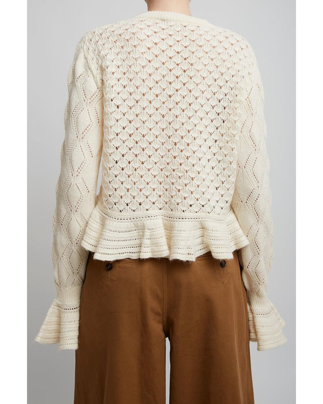 Chloé Ruffled Knit Cardigan in White | Lyst