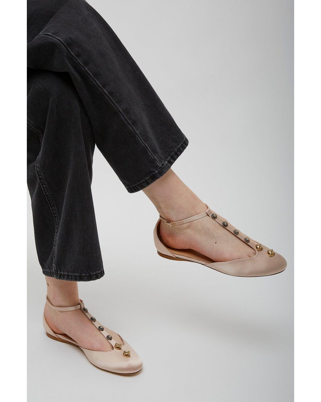 Chloé Natural Celeste Blushy Satin Ballerinas
