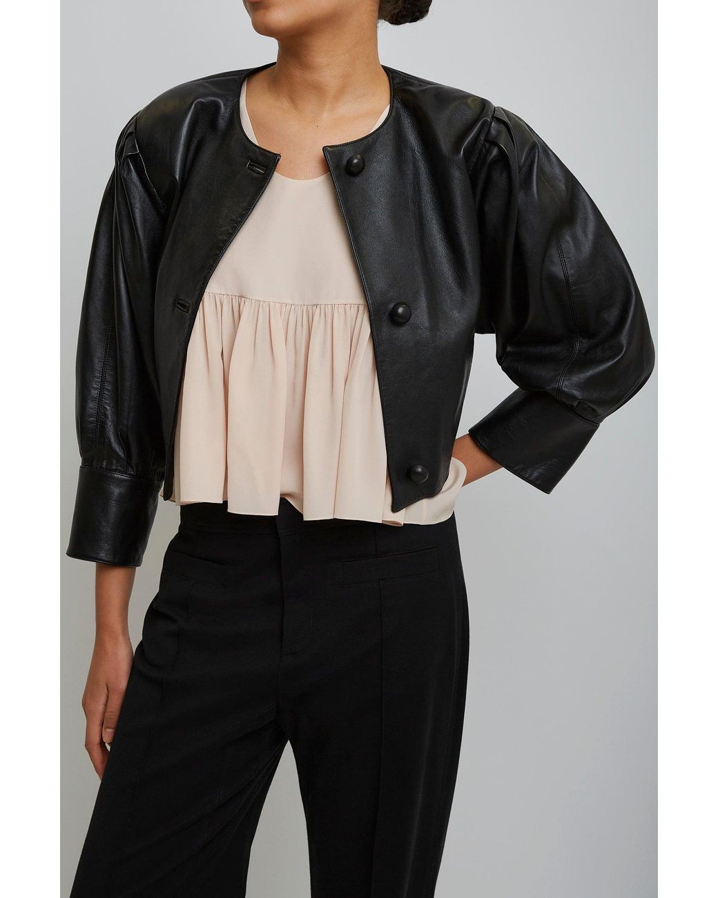 Chloé Black Cropped Blouson Leather Jacket