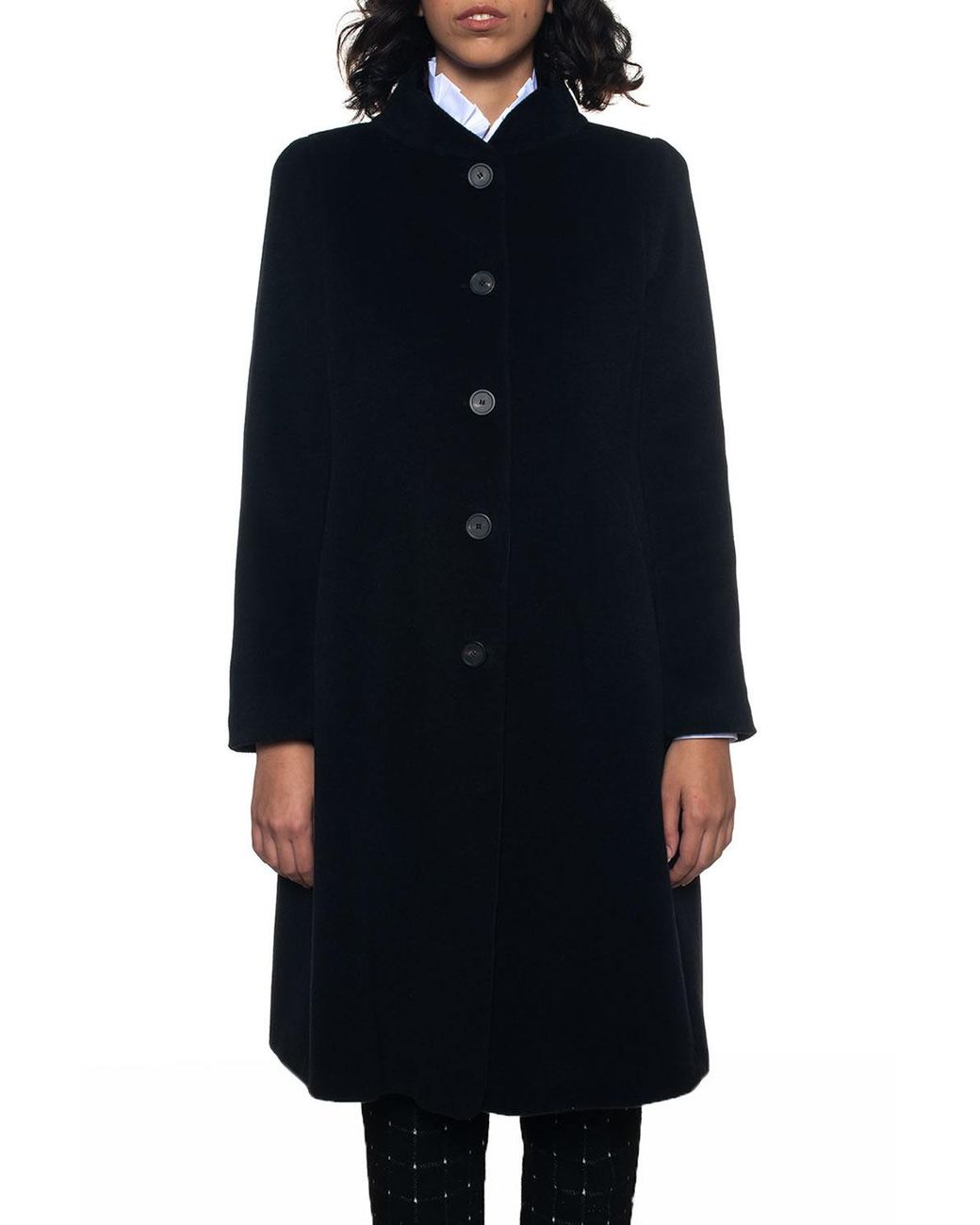 Emporio Armani Classical Coat Black Angora Wool | Lyst