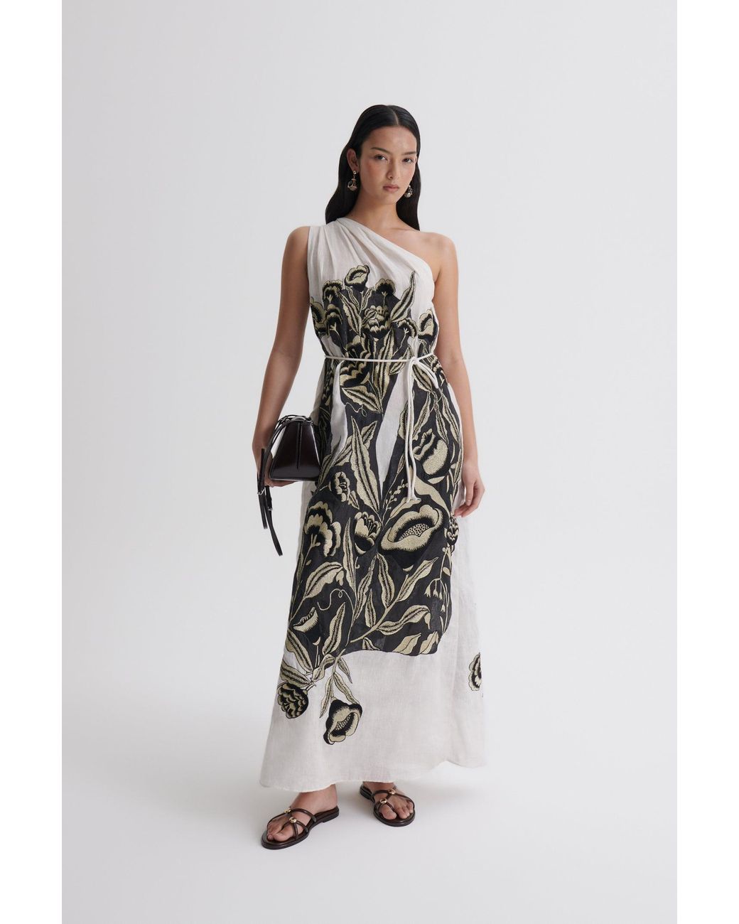 Scanlan Theodore Embroidered Linen Dress in White | Lyst
