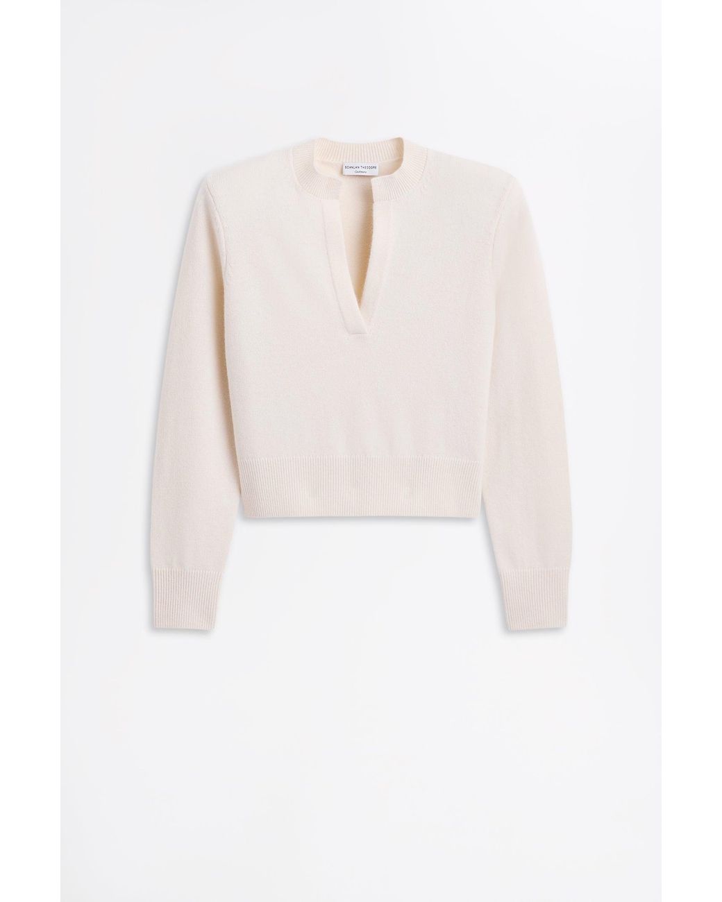 Scanlan Theodore White Cashmere Placket Sweater