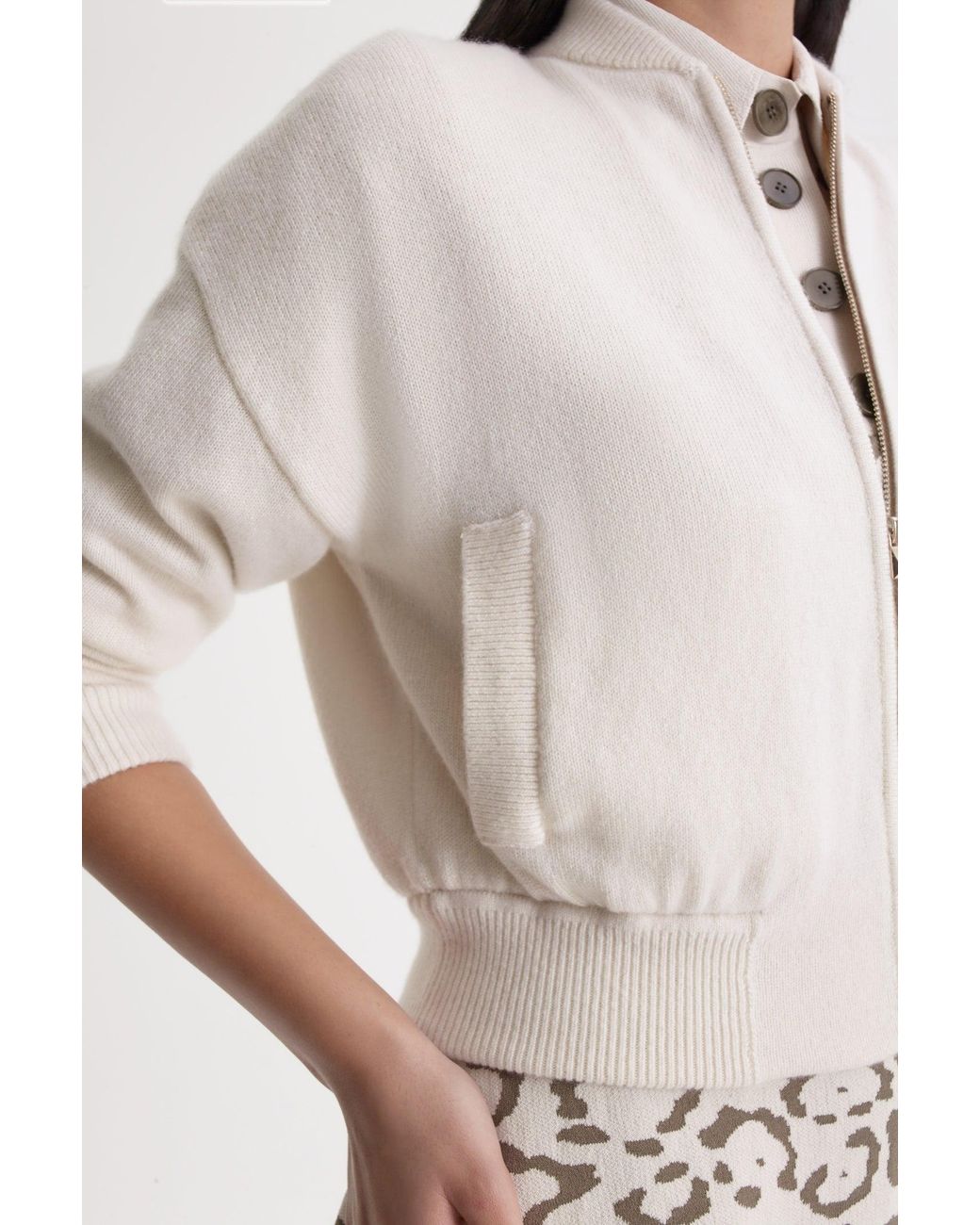 Scanlan Theodore Cashmere Bomber in White | Lyst