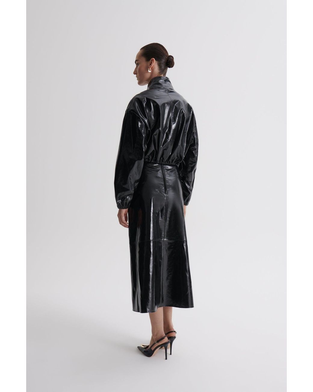 Scanlan Theodore Leather Draped Skirt in Black | Lyst