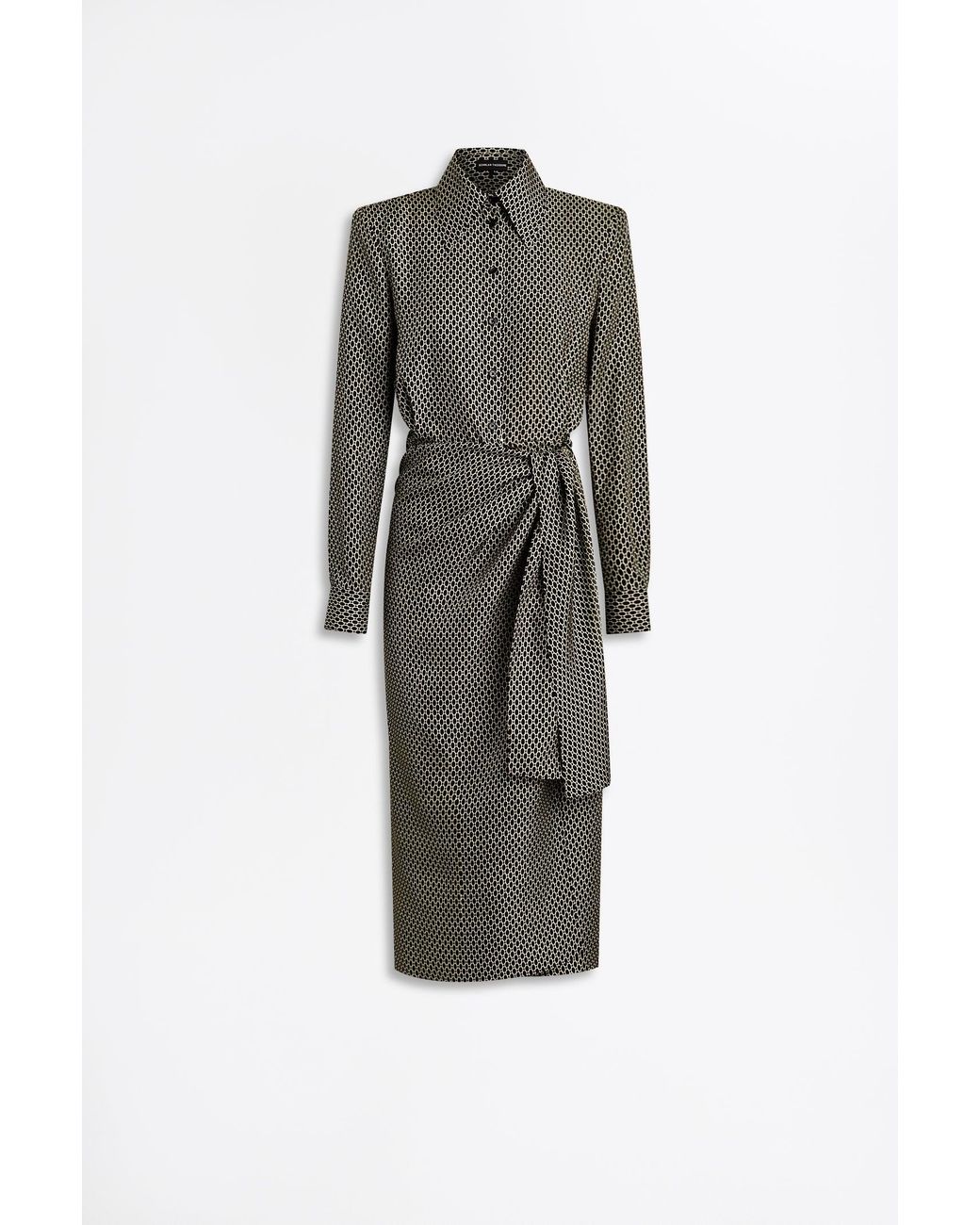 Scanlan Theodore Silk Chain Print Wrap Dress in Gray | Lyst