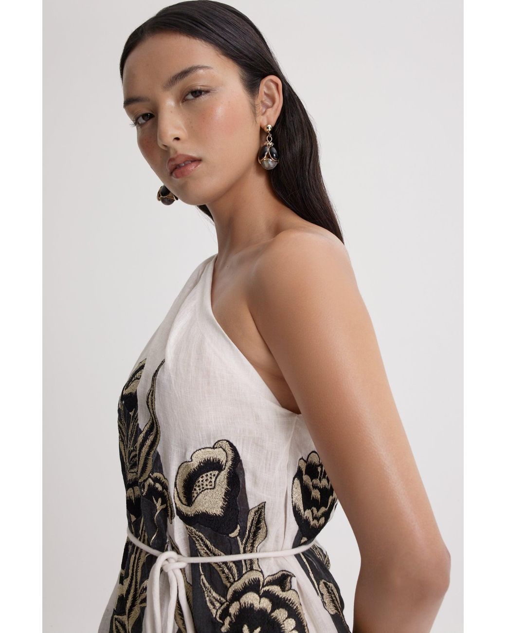 Scanlan Theodore Embroidered Linen Dress in White | Lyst