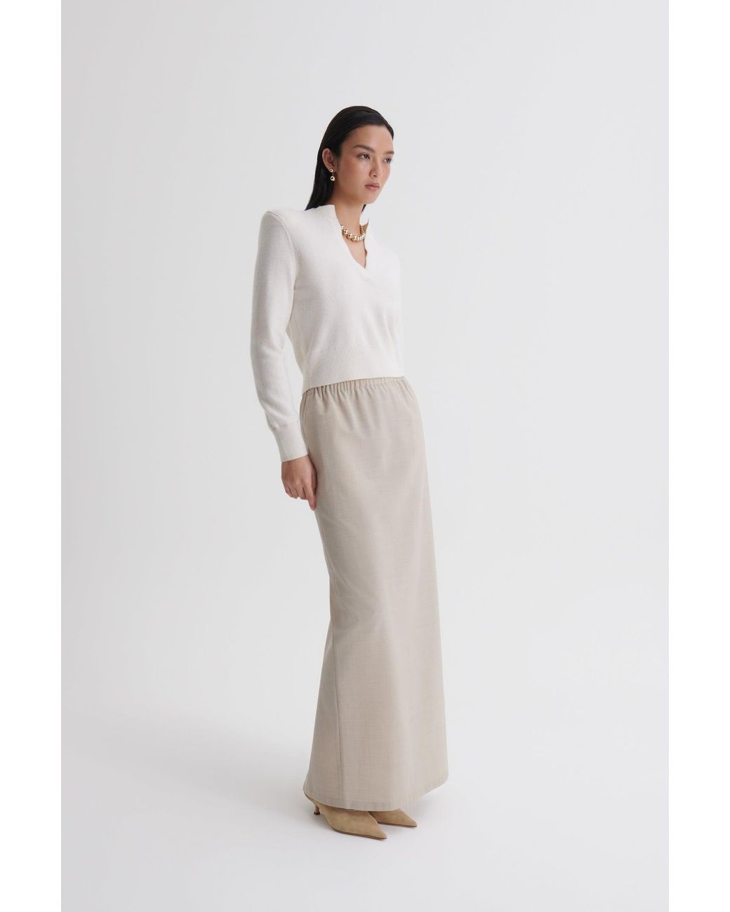 Scanlan Theodore White Cashmere Placket Sweater