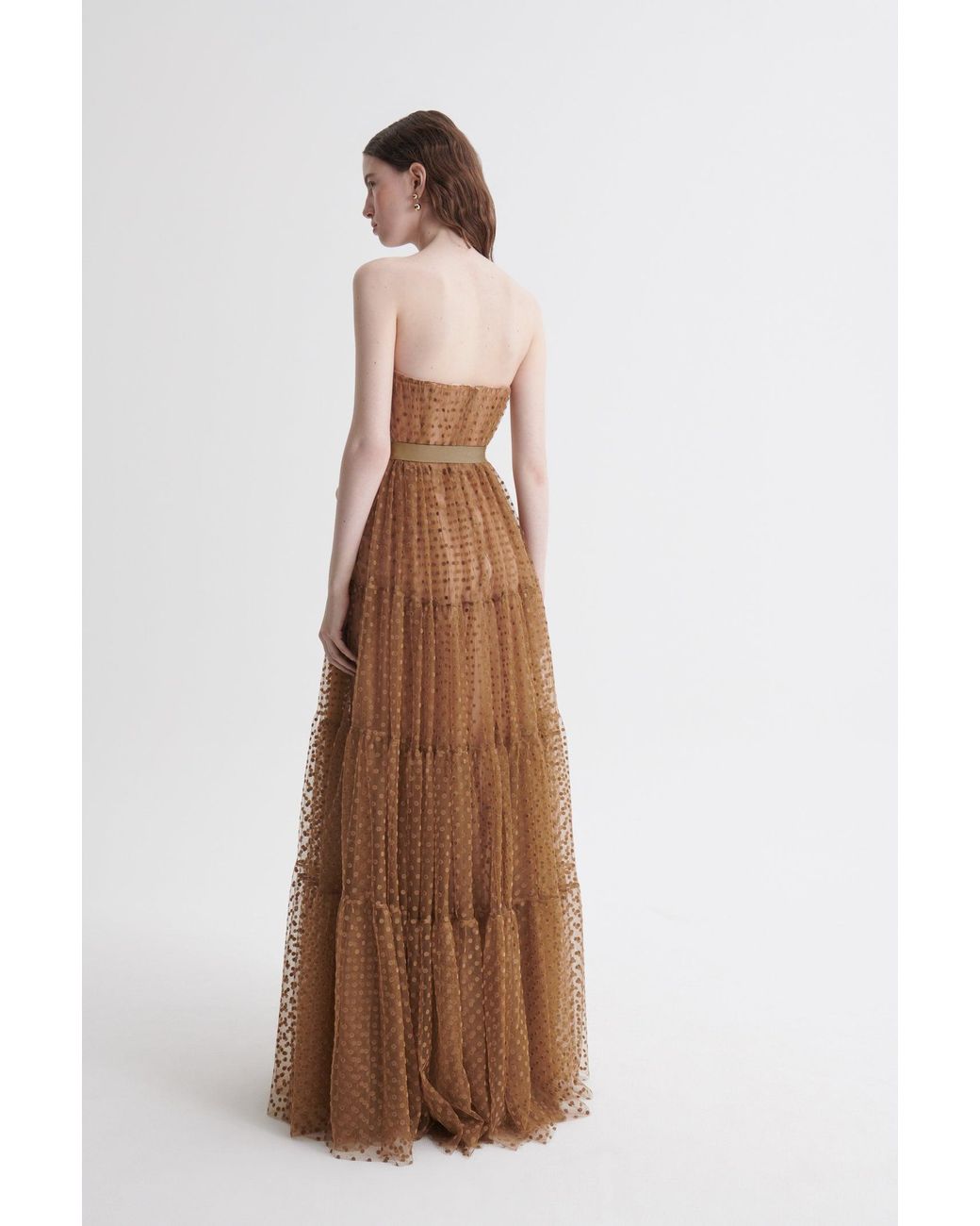 Scanlan Theodore French Velvet Spot Tulle Gown in Natural | Lyst