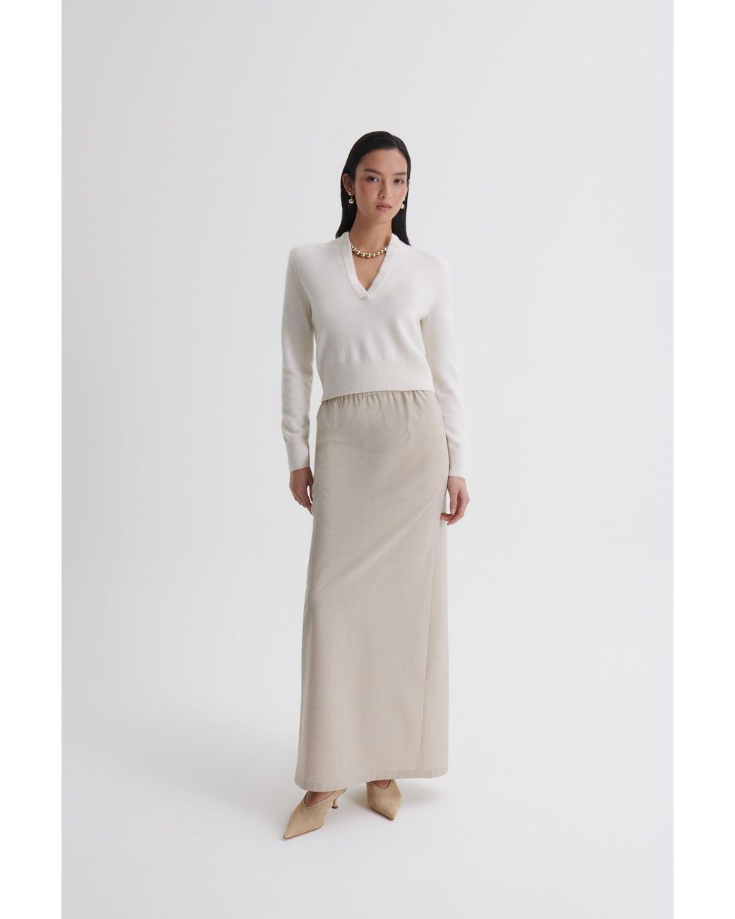Scanlan Theodore White Cashmere Placket Sweater
