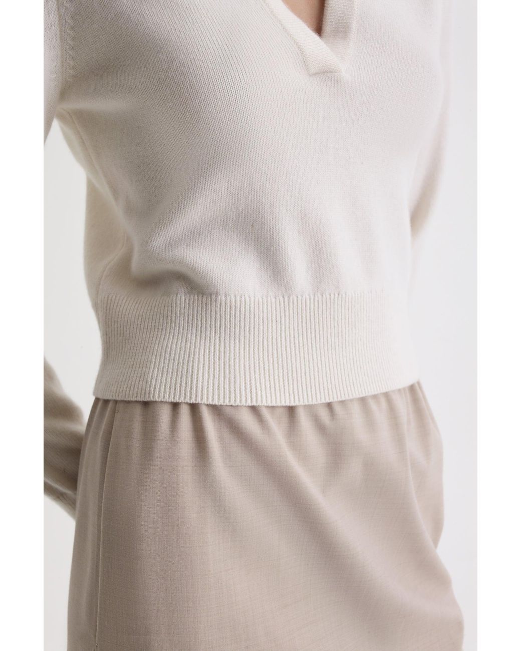 Scanlan Theodore White Cashmere Placket Sweater
