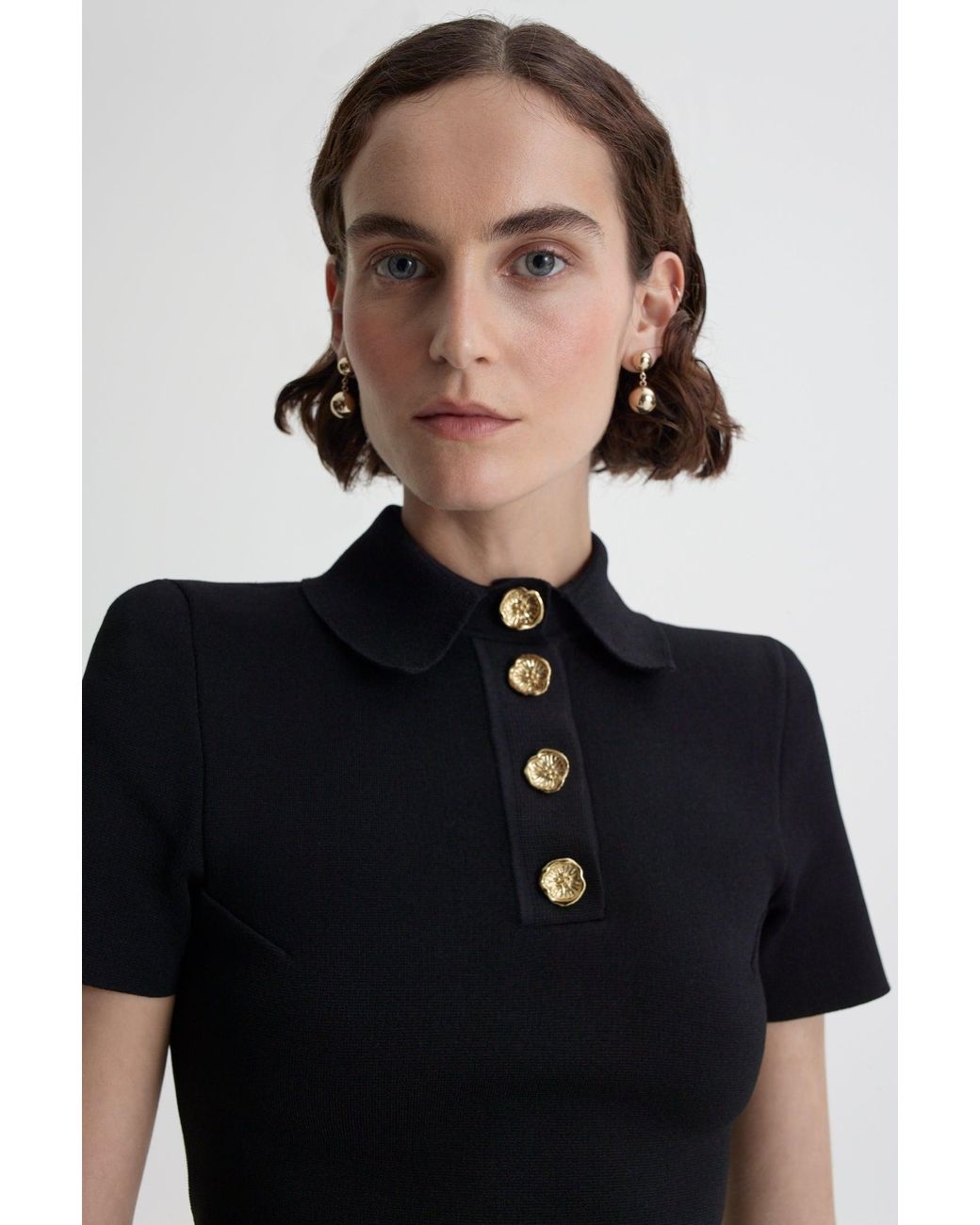 Scanlan Theodore Crepe Knit Poppy Shirt in Black | Lyst