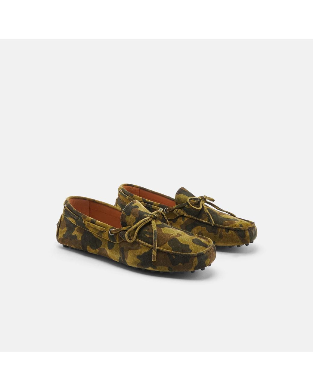 Scarosso Green James Camo Suede Driving Shoes for men