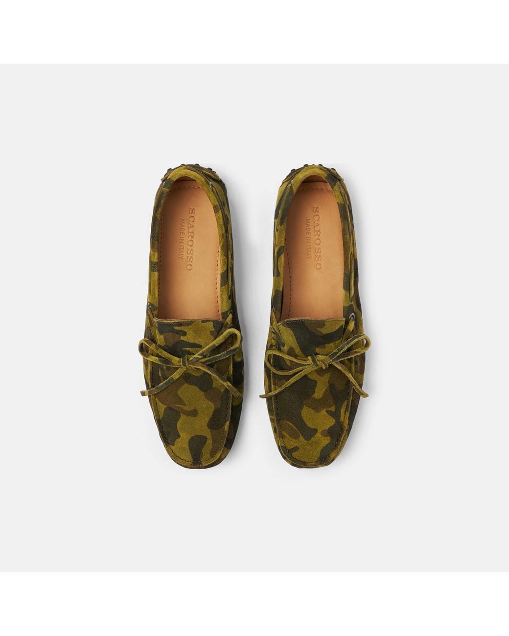 Scarosso Green James Camo Suede Driving Shoes for men