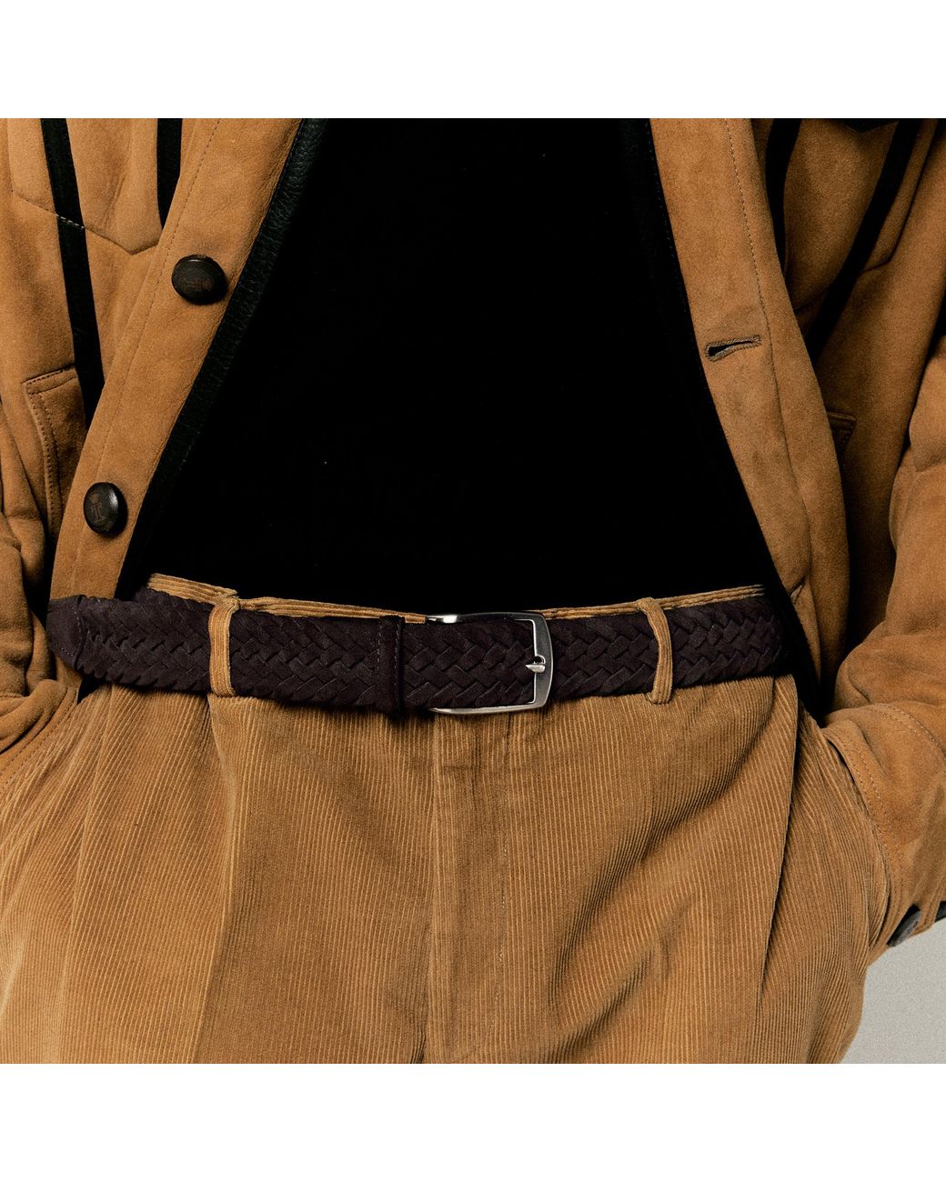 Scarosso Black Cintura Marrone Intrecciata Scamosciata for men
