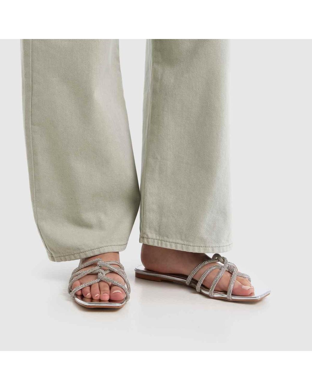 SIMMI White Esther Bling Slide Sandals