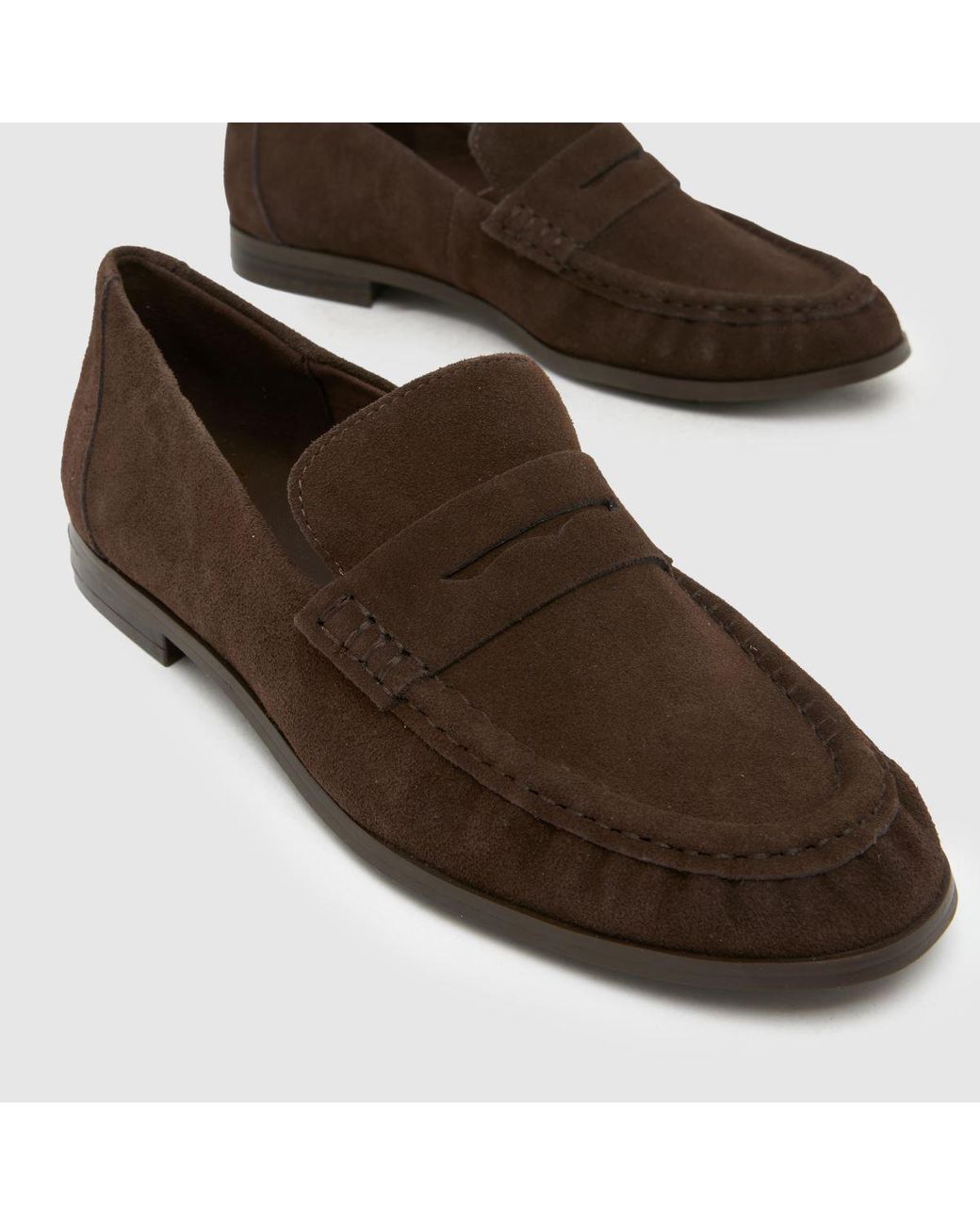 Schuh Brown Lewis Suede Ruched Loafer Flats