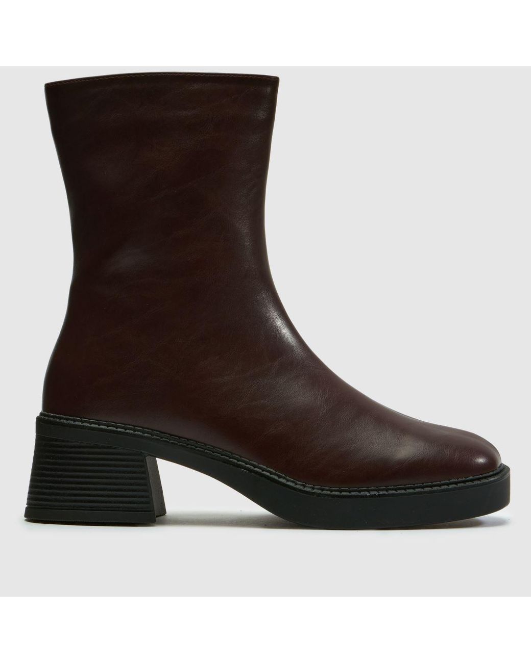 Schuh Brown Beauty Square Toe Chunky Boots
