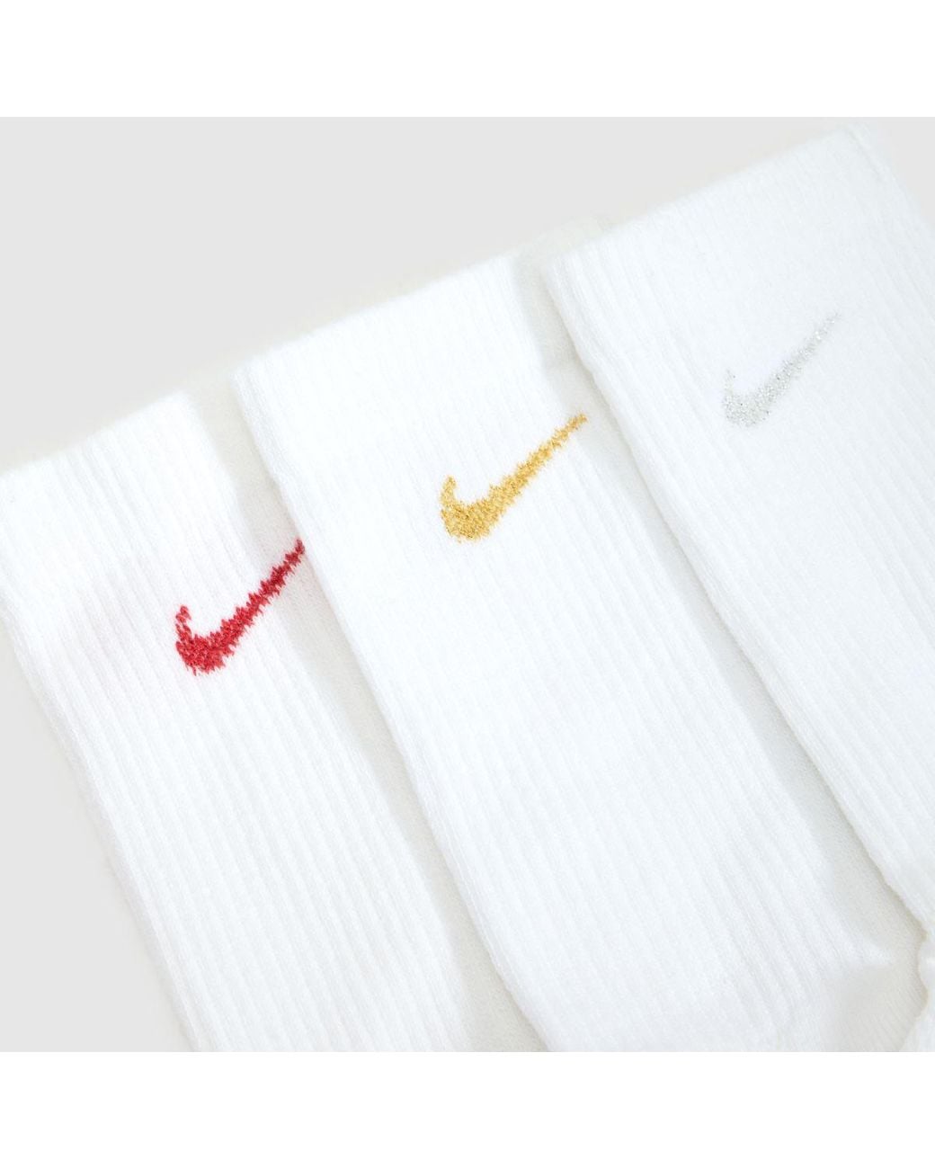 Nike White Metallic Crew Socks 6Pk