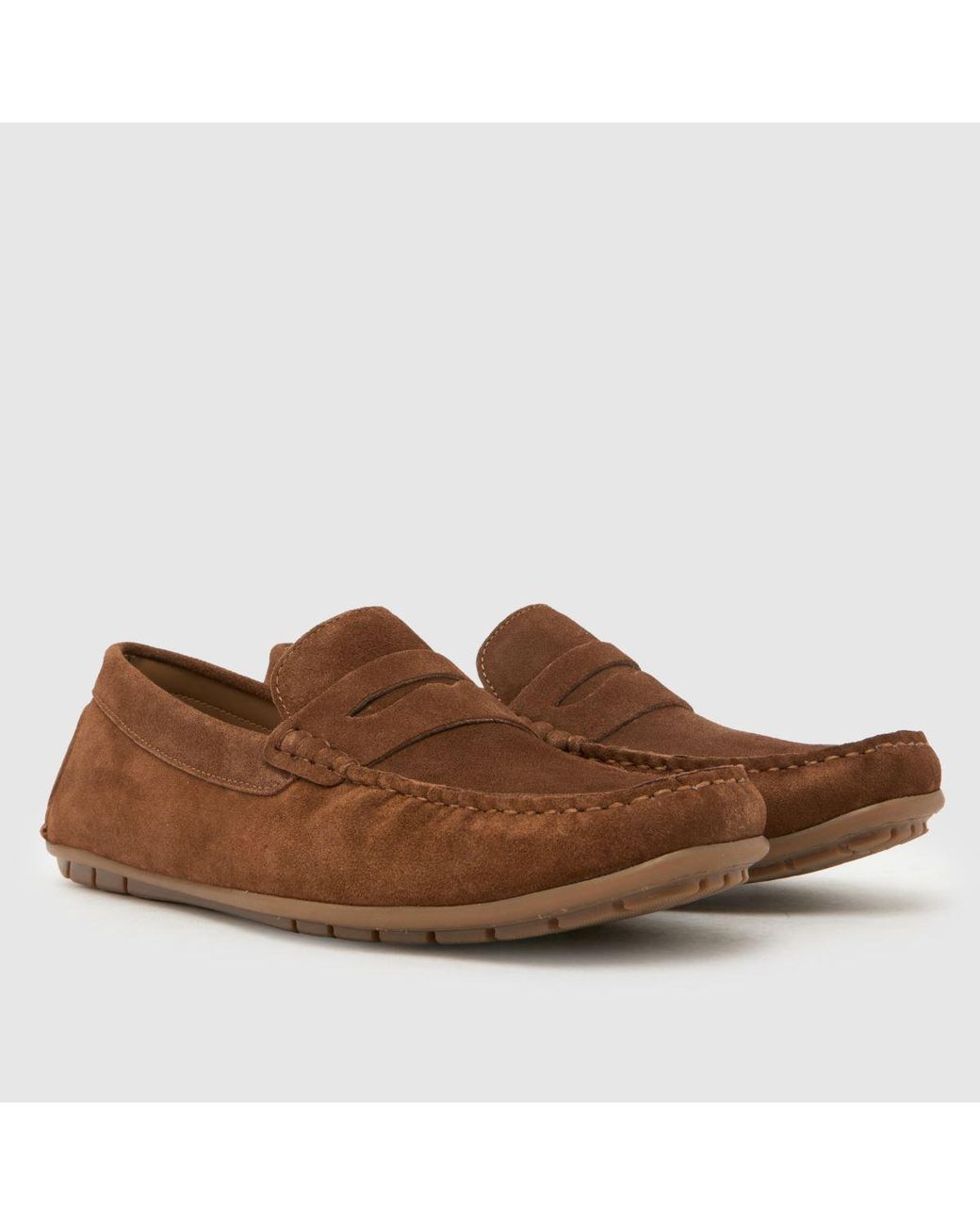 Schuh Brown Rust Suede Driver Shoes for men