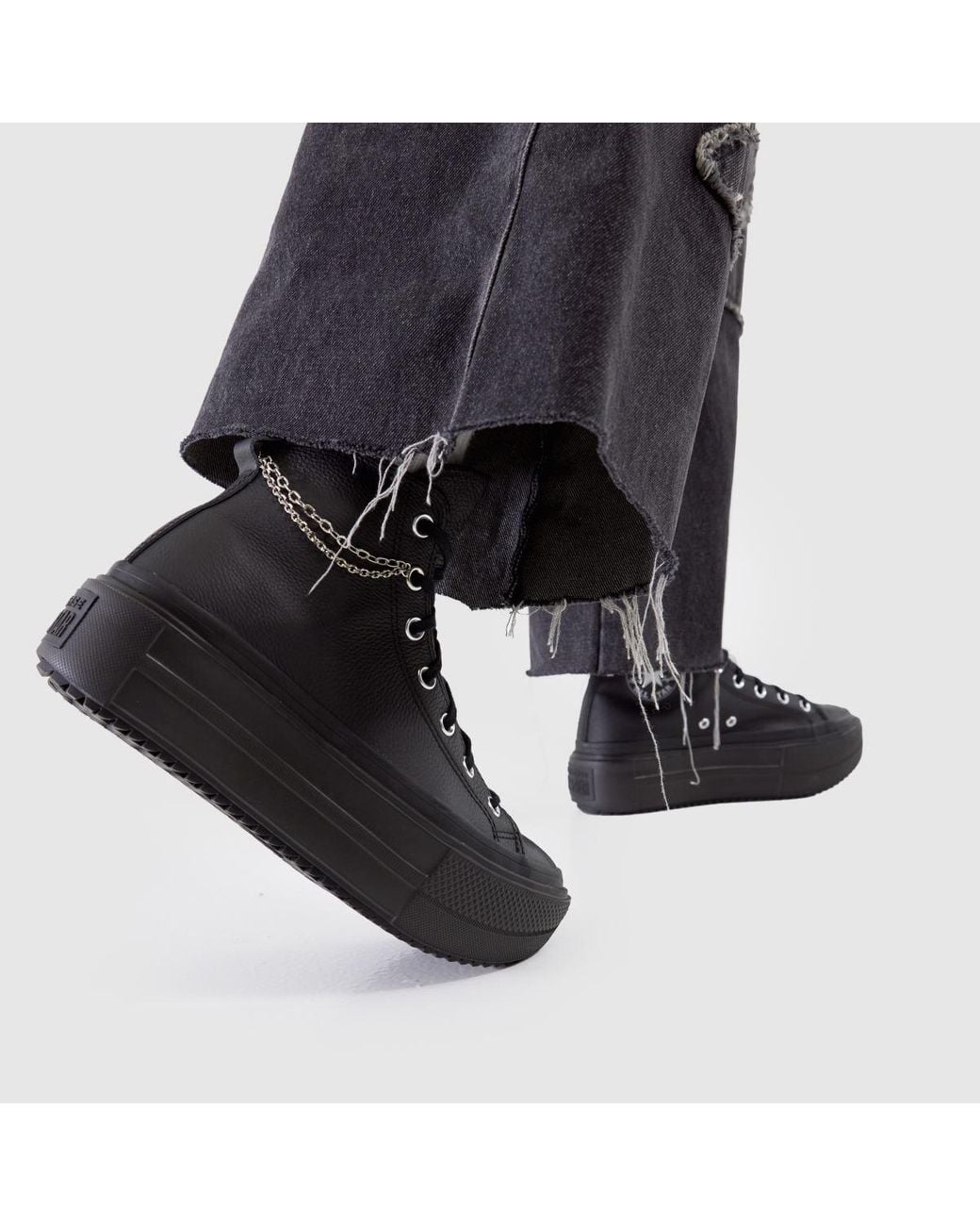 Converse Black All Star Double Stack Pierced Trainers