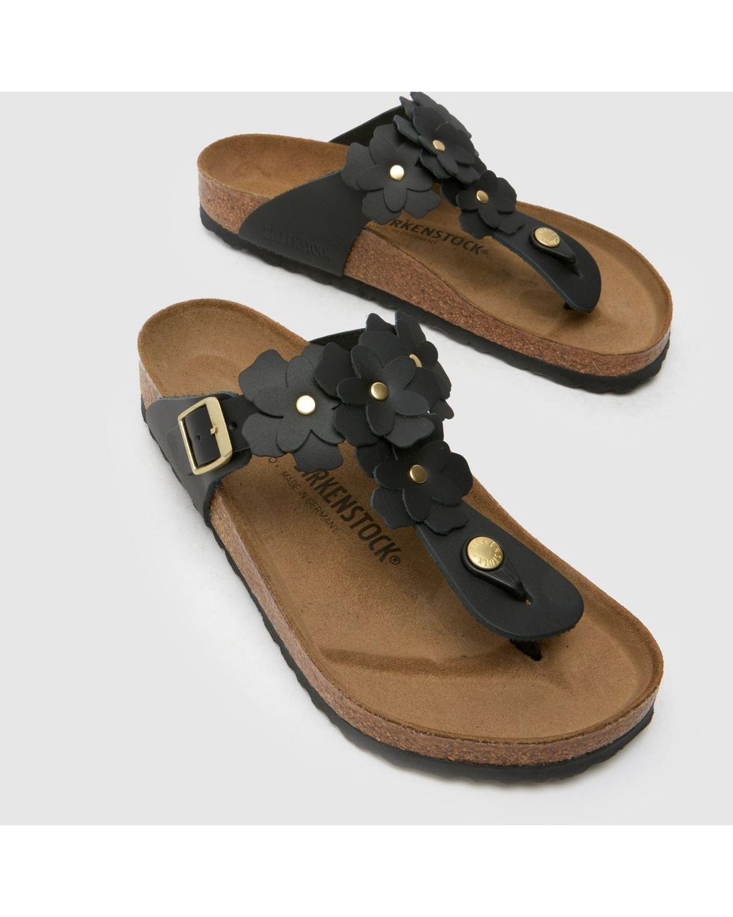 Birkenstock Black Gizeh Flowers Sandals