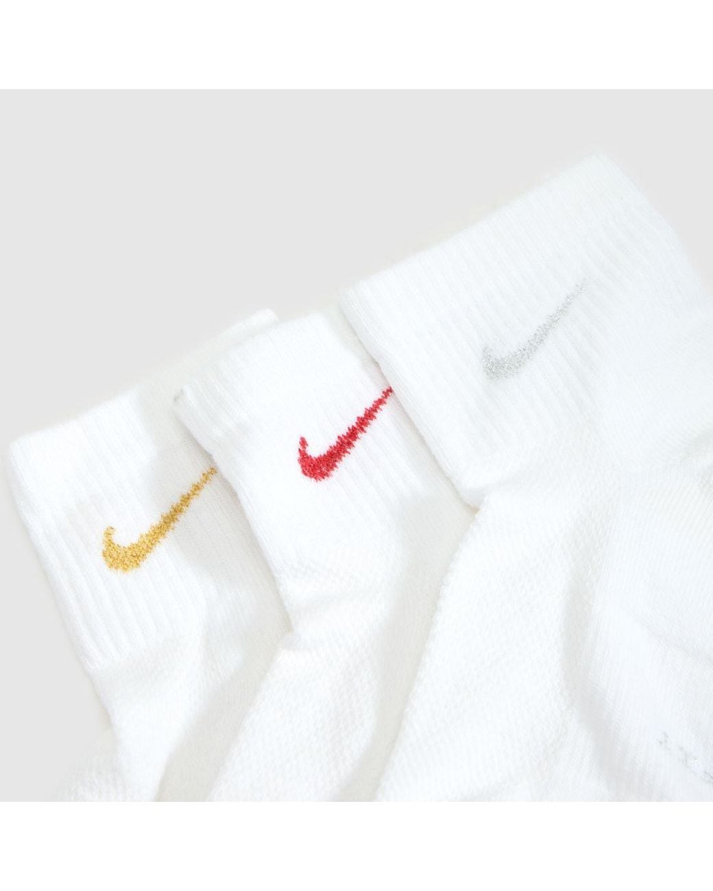 Nike White Metallic Ankle Socks 3Pk