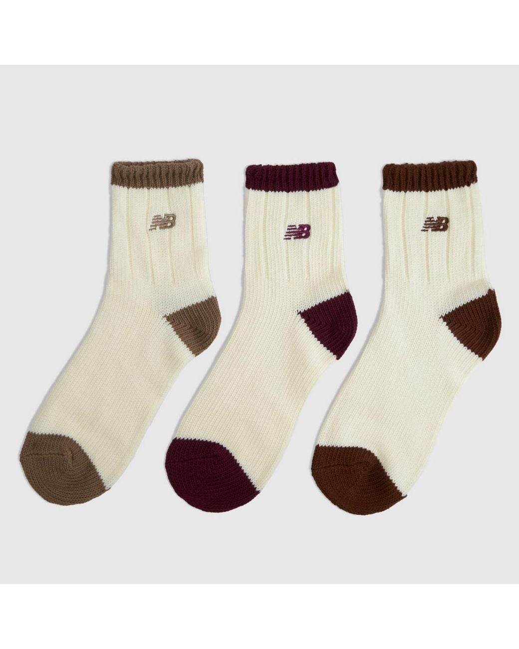 New Balance Natural Chunky Knit Ankle Socks 3Pk