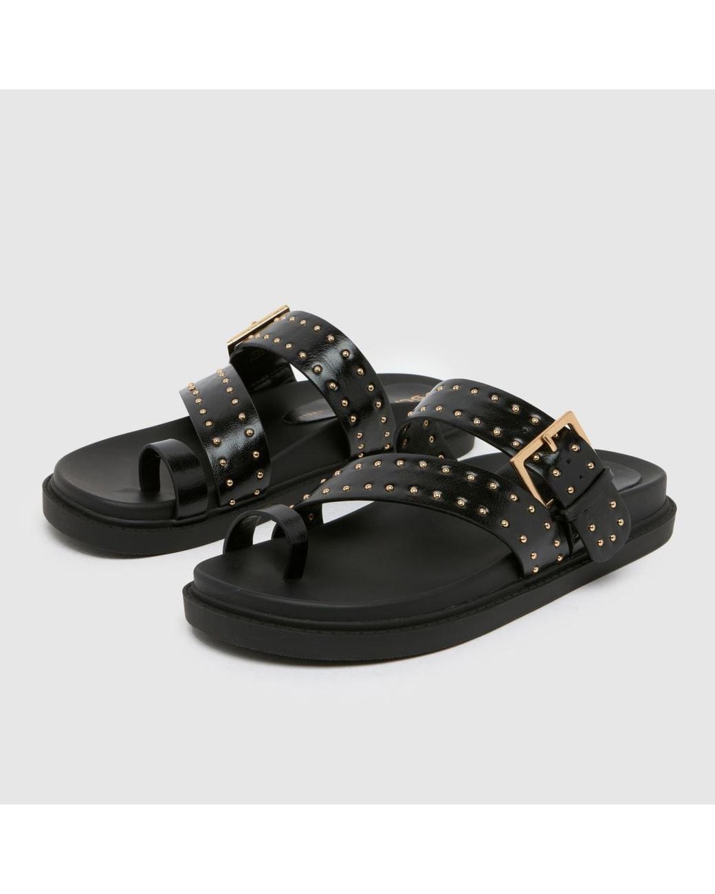 Schuh Black Tarha Studded Footbed Sandals
