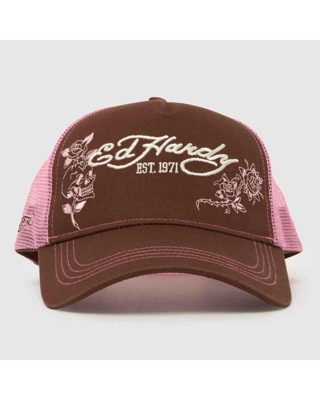 Ed Hardy Brown Embroiderey Trucker