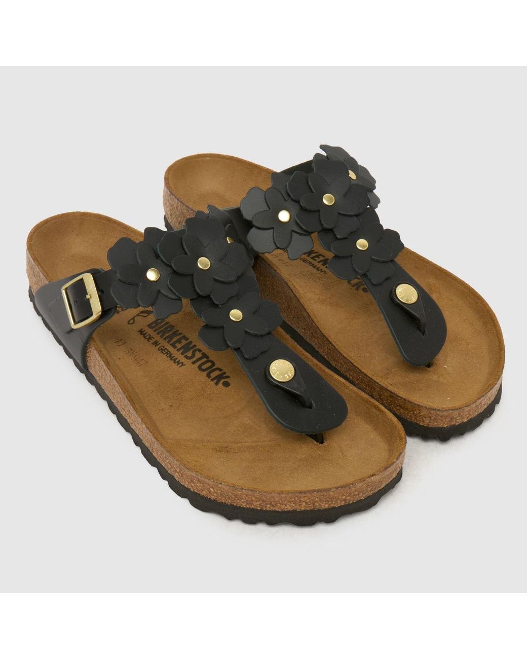 Birkenstock Black Gizeh Flowers Sandals