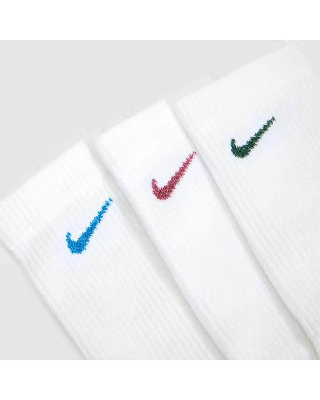 Nike White Metallic Crew Socks 6Pk