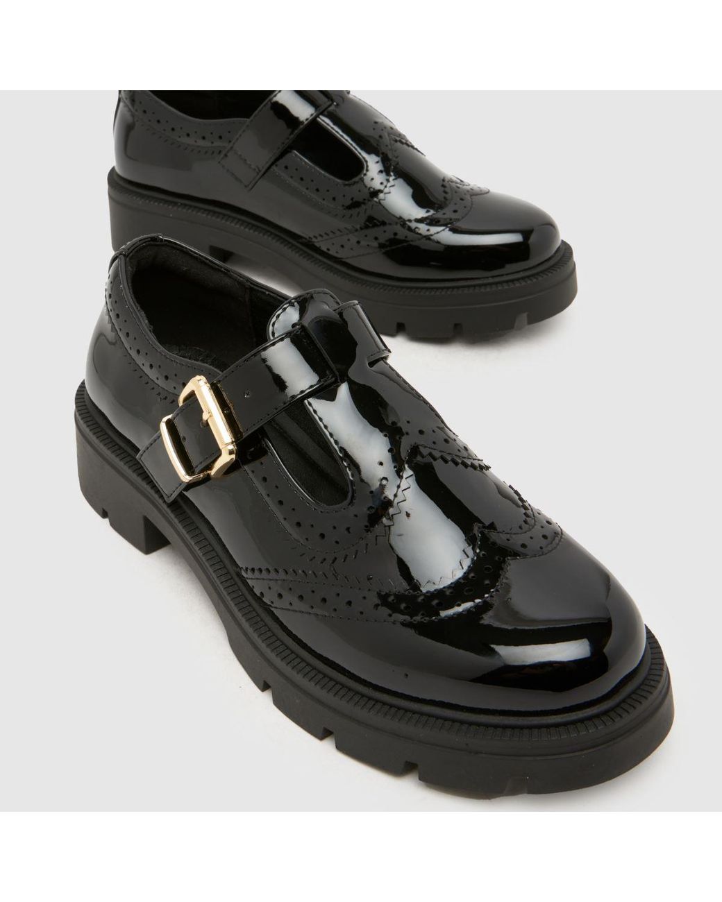 Schuh Black Leigh Chunky T-Bar Flats