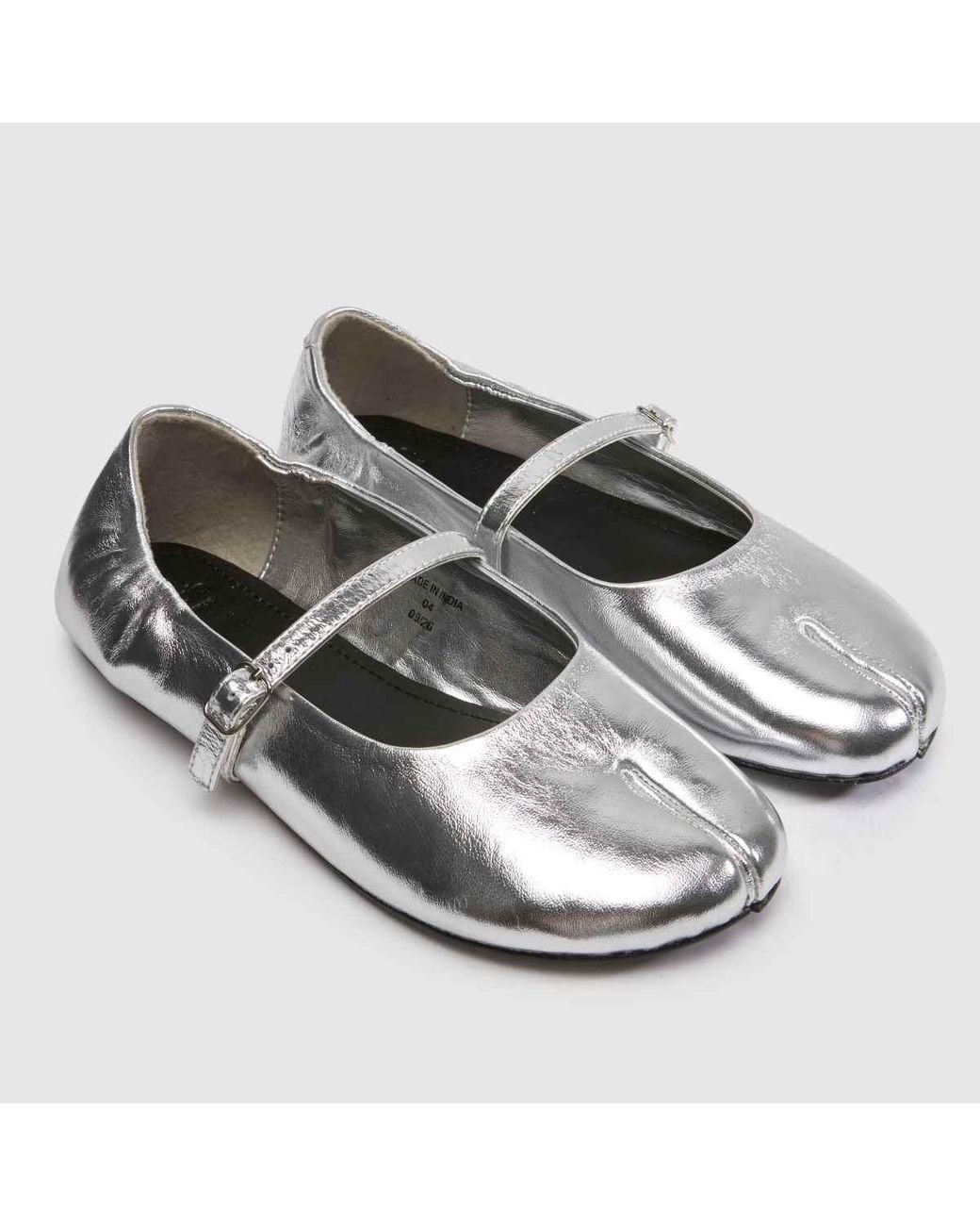 Schuh Metallic Lusan Split Toe Leather Ballet Flats